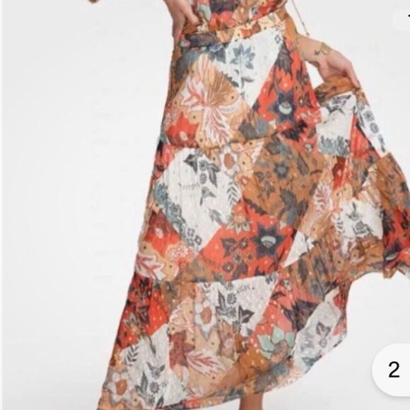 Johnny Was Floral Metallic Thread Maxi Boho Skirt - Picture 1 of 6